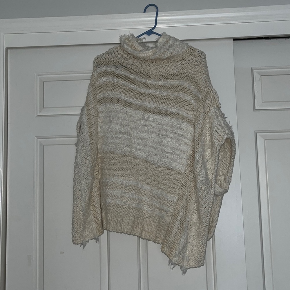 Anthropologie Cream Knit Poncho